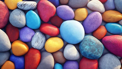 Colorful smooth pebbles form dense textured abstract surface
