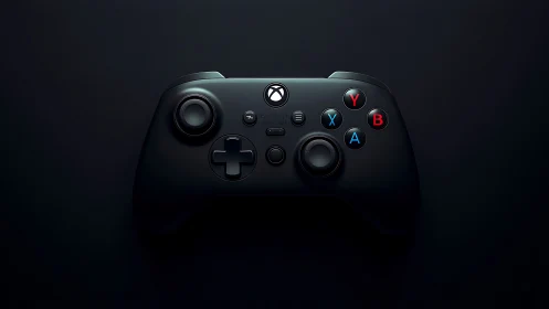 Xbox Series X controller rendered in black against dark background.