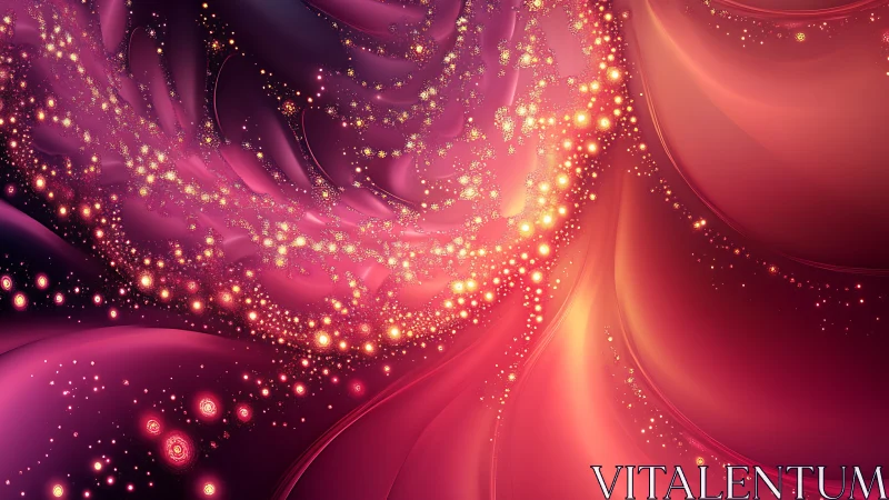 Fractal nebula swirl with luminous bokeh particle clusters