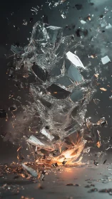 Shimmering Glass Explosion Dancing In Quiet Firelight.