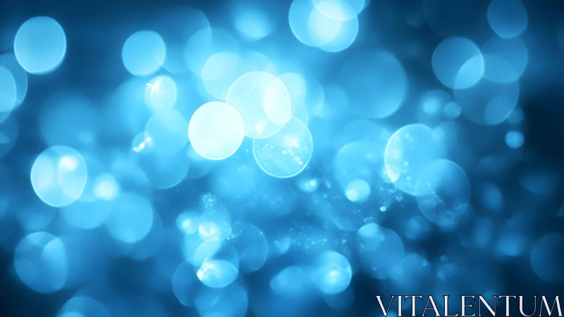 Abstract blue bokeh background with glowing circular light effects.