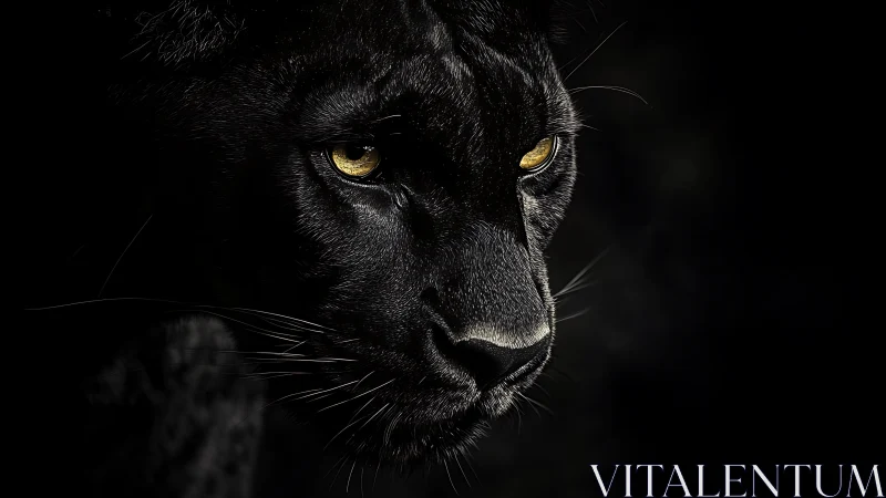 Obsidian Panther's Glowing Gaze Pierces the Void