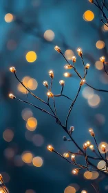 Photorealistic branch lights with warm bokeh depth of field.