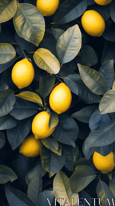 Chromatically stylized lemon canopy with tonal foliage mapping.