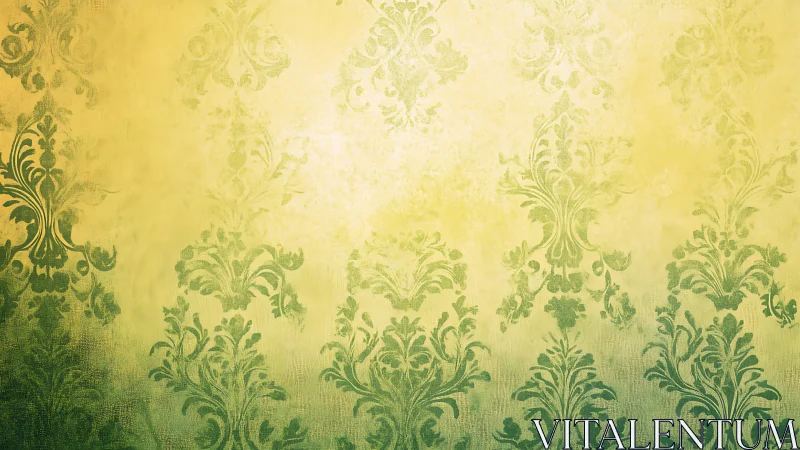 Golden green vintage pattern with softly faded elegance.