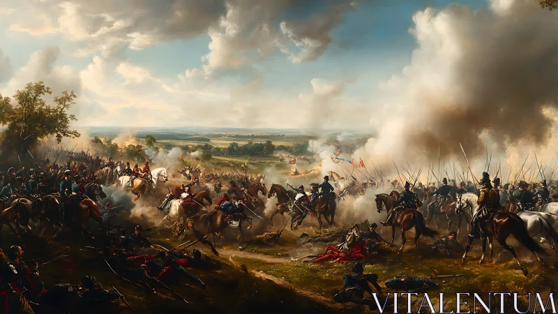 Storm of steel and smoke over a restless battlefield sky.