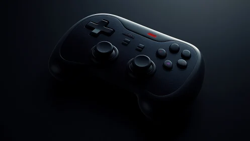 Black Video Game Controller on Dark Background. Professional Product.