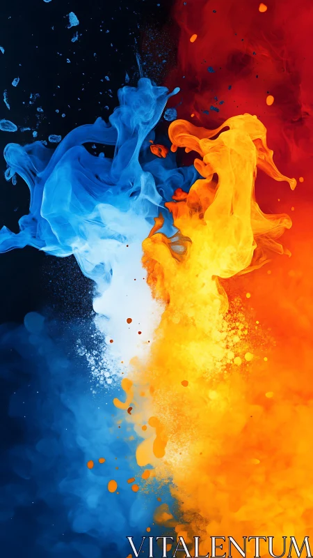 Blue Fire Embraces Amber Chaos in Collision.