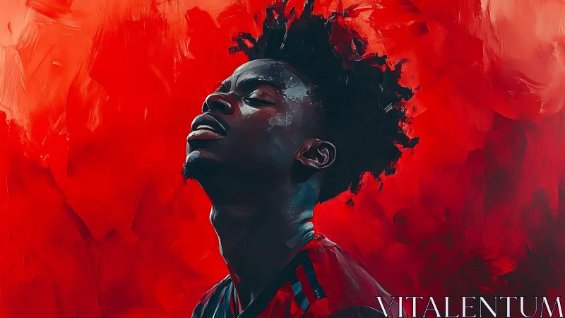 Powerful portrait celebrates calm focus in a fiery red haze