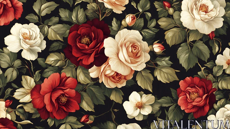 Classical Botanical Arrangement with Deep Contrast.