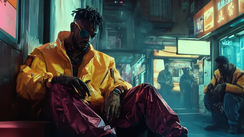 Neon alleyway cool captures a reflective streetwear mood