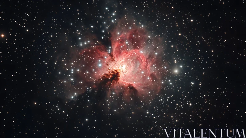 Nebula heart blossoming like cosmic fire in velvet night