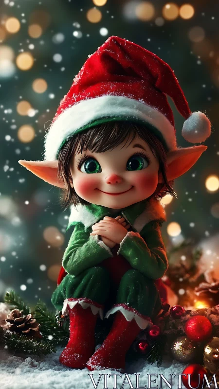 High-fidelity 3D render of festive Christmas elf portrait.