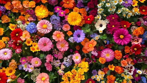 Kaleidoscope of Blooms: Nature's Riot of Rainbow Color.