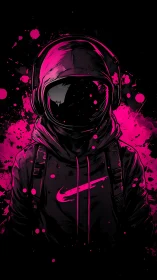 Neon voidwalker hoodie rider in cosmic magenta spraystorm.