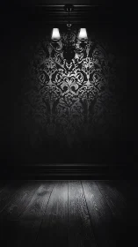 Dark vintage room glows beneath a single ceiling lamp.