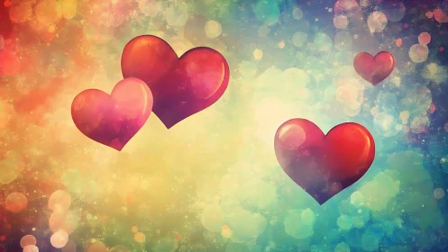 Glowing Hearts Dance Through Rainbow Bokeh Light
