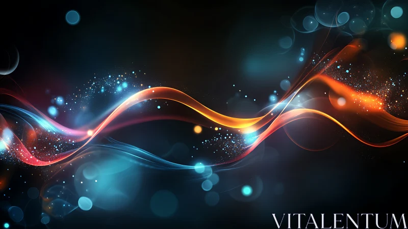 Glowing energy waves swirl through a luminous digital void.