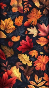 Cozy autumn leaves tumbling in rich sunset colors.