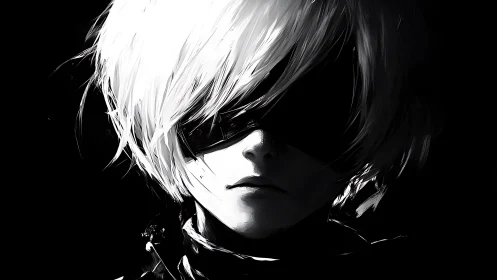 Digital painting portrait with chiaroscuro cyberpunk styling.