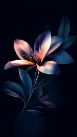 Luminescent Flower with Gradient Petals Against Dark Background