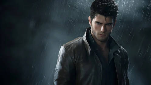 Stormlit hero gazes forward with quiet, determined strength