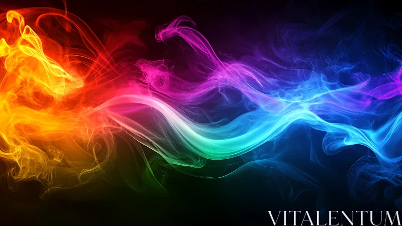 Chromatic energy wave flows through abstract smoke field