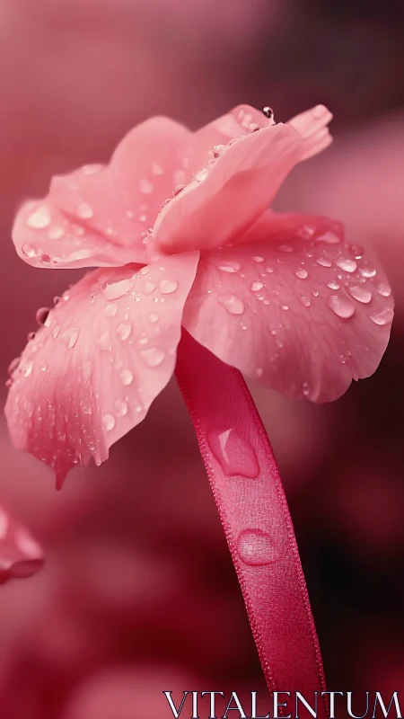 Pink Iris Adorned with Dewdrops.