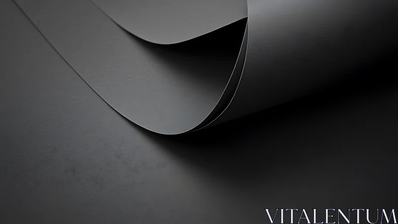Curved matte black sheets form minimal abstract composition