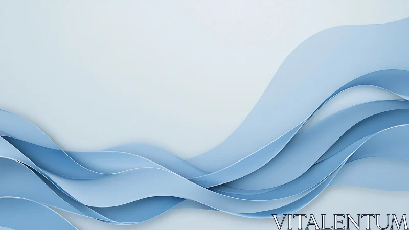 Layered blue wave ribbons on light gradient background.