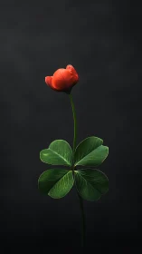Graceful red blossom rises above a vivid clover crown