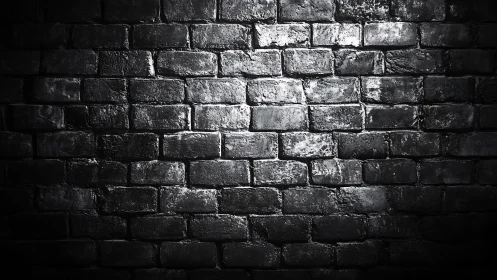 Moody black brick wall glows under focused studio lighting