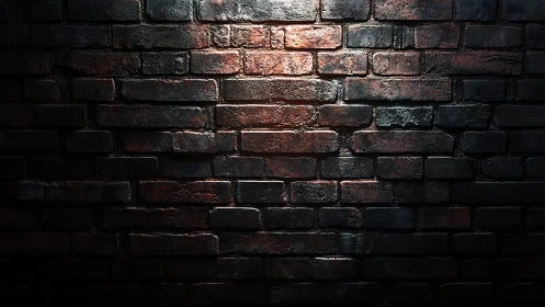 Moody brick wall under focused overhead light source.