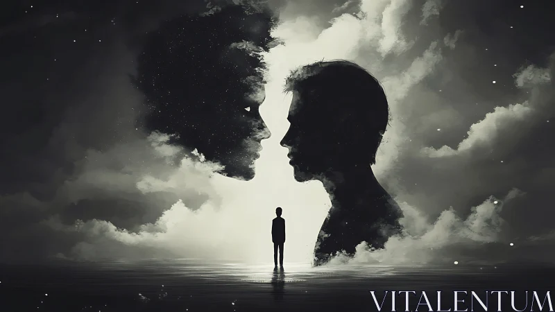 Soft starlit silhouettes cradle a lone dreamer at sea.