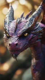 Crimson dragon portrait with textured scales and golden eyes.