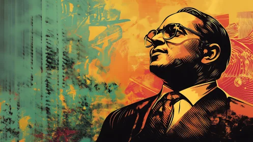 Portrait of visionary leader in bold abstract colors.