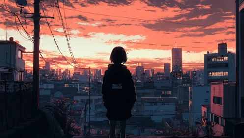 Sunset pause above the city’s glowing evening grid.