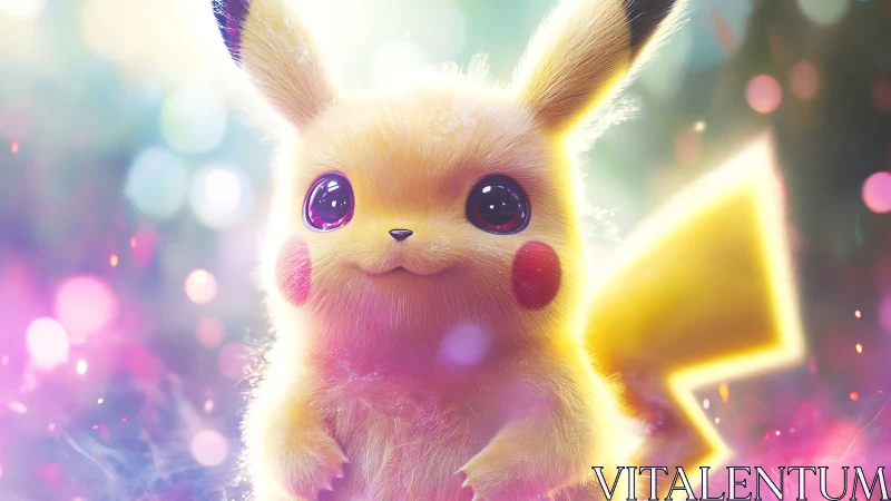 Furry electric creature rendered in luminous digital bokeh field