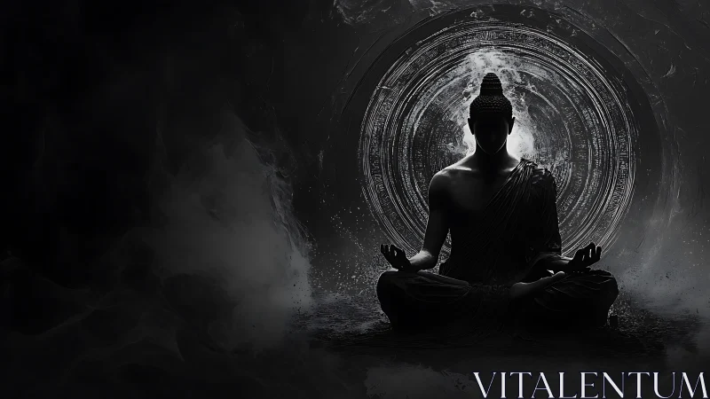 Calm meditating figure rests within a glowing circular aura