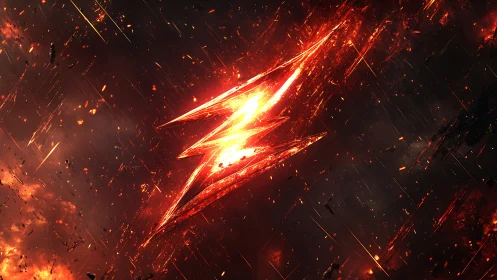 Digital painting of serrated lightning emblem in molten void.