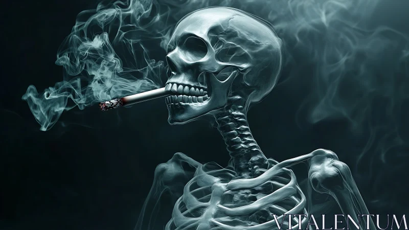 Smoky skeleton quietly warns about the cost of cigarettes