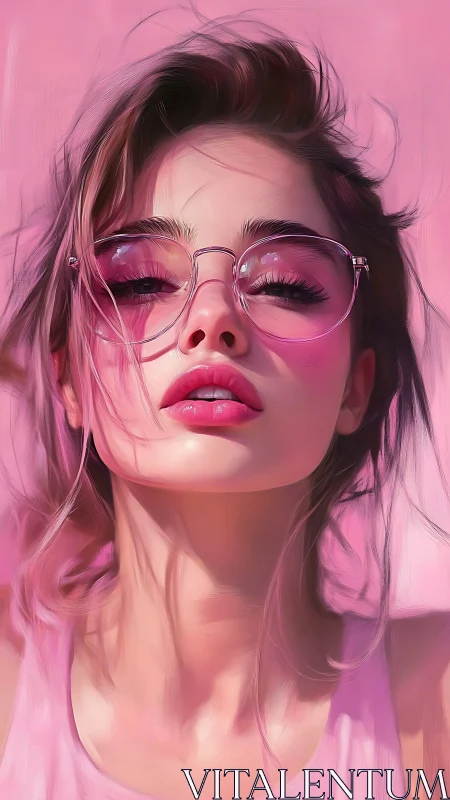 Sunlit pink daydream with glossy glasses and soft breeze.