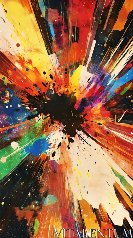 Colorful paint explosion radiates dynamic creative energy