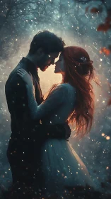 Intimate Forehead-to-Forehead Portrait With Volumetric Particle Lighting