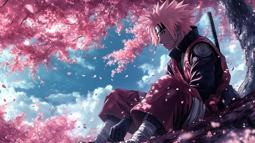 Solitary ninja weighs soft petals against silent battles