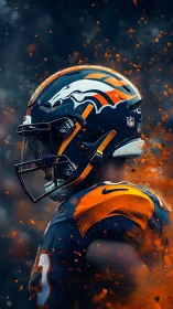 Side-profile NFL helmet portrait rendered in vivid digital realism