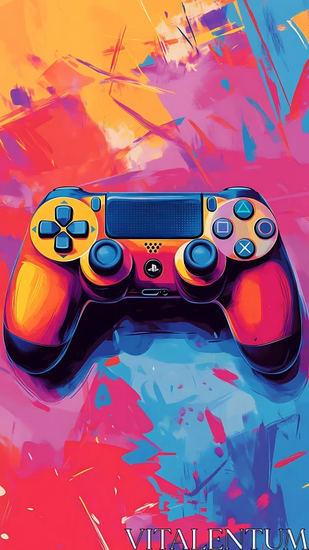 Controller of neon daydreams hovers above electric color storms