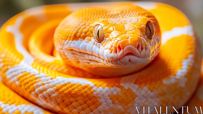 Albino python coil rendered in high-detail photoreal macro