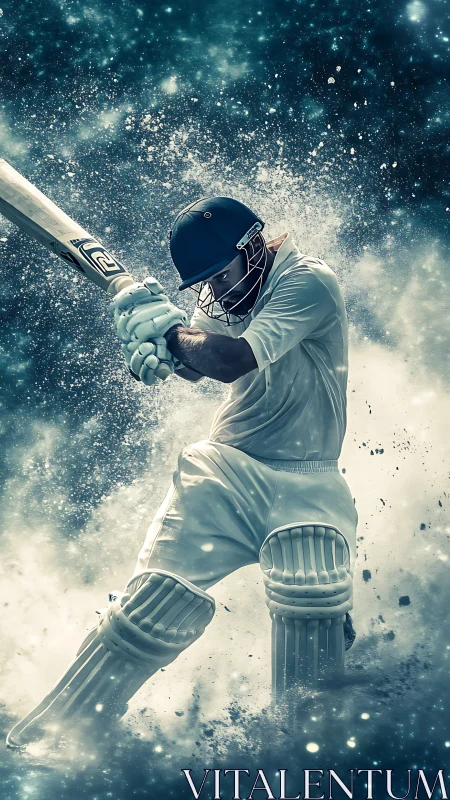 Digital illustration shows cricket batter executing front-foot shot