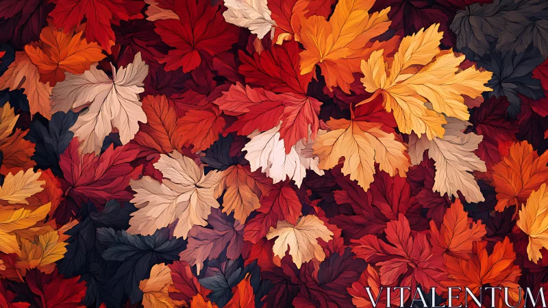 Layered autumn maple leaves in dense digital pattern.